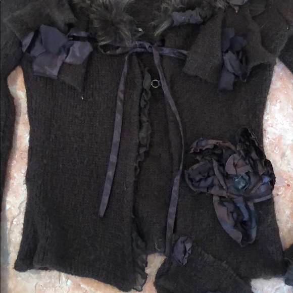 Brown Rabbit Fur Trim HAZEL JACKET SIZE M - Picture 3 of 8